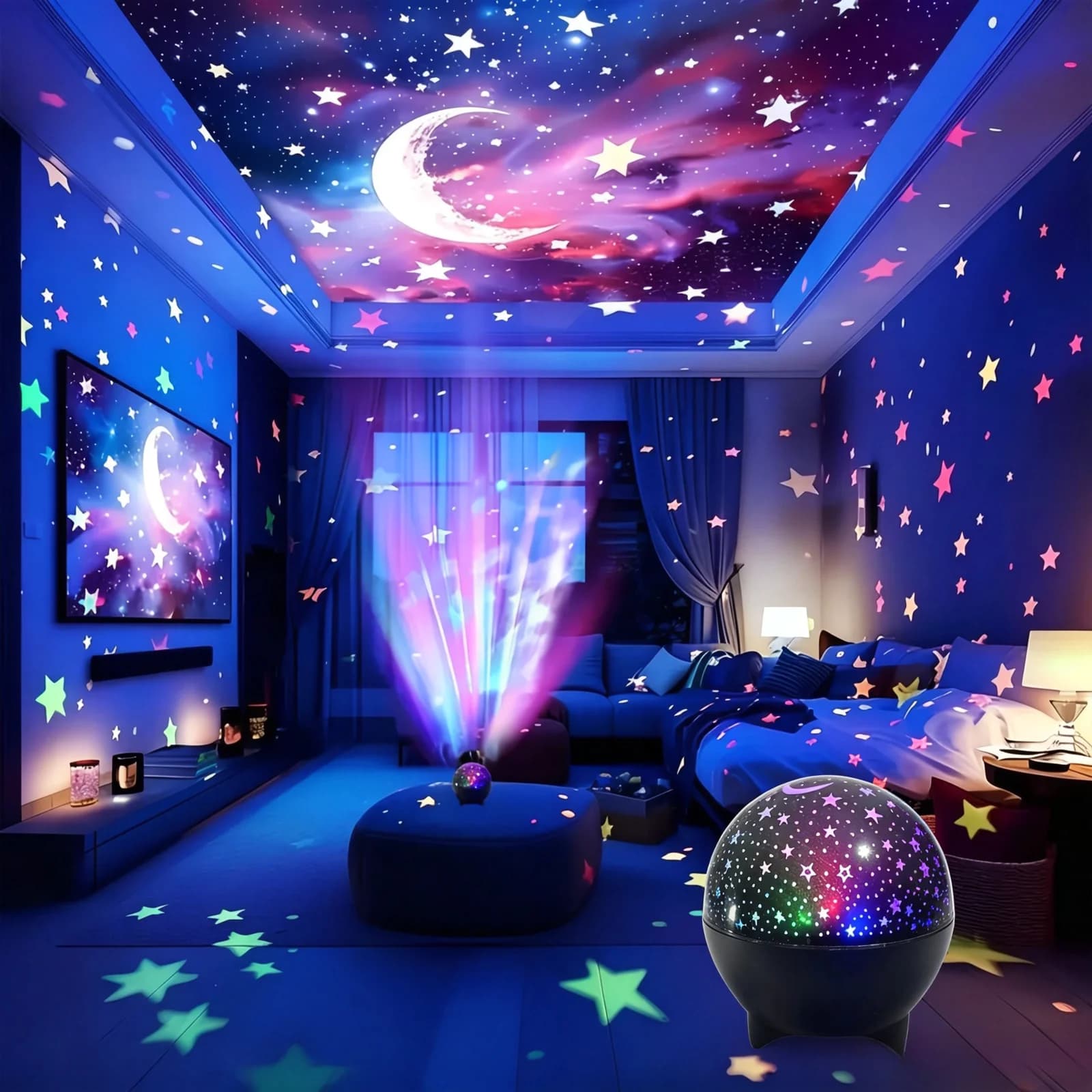 Proyector de luz nocturna galaxia estrellada giratorio