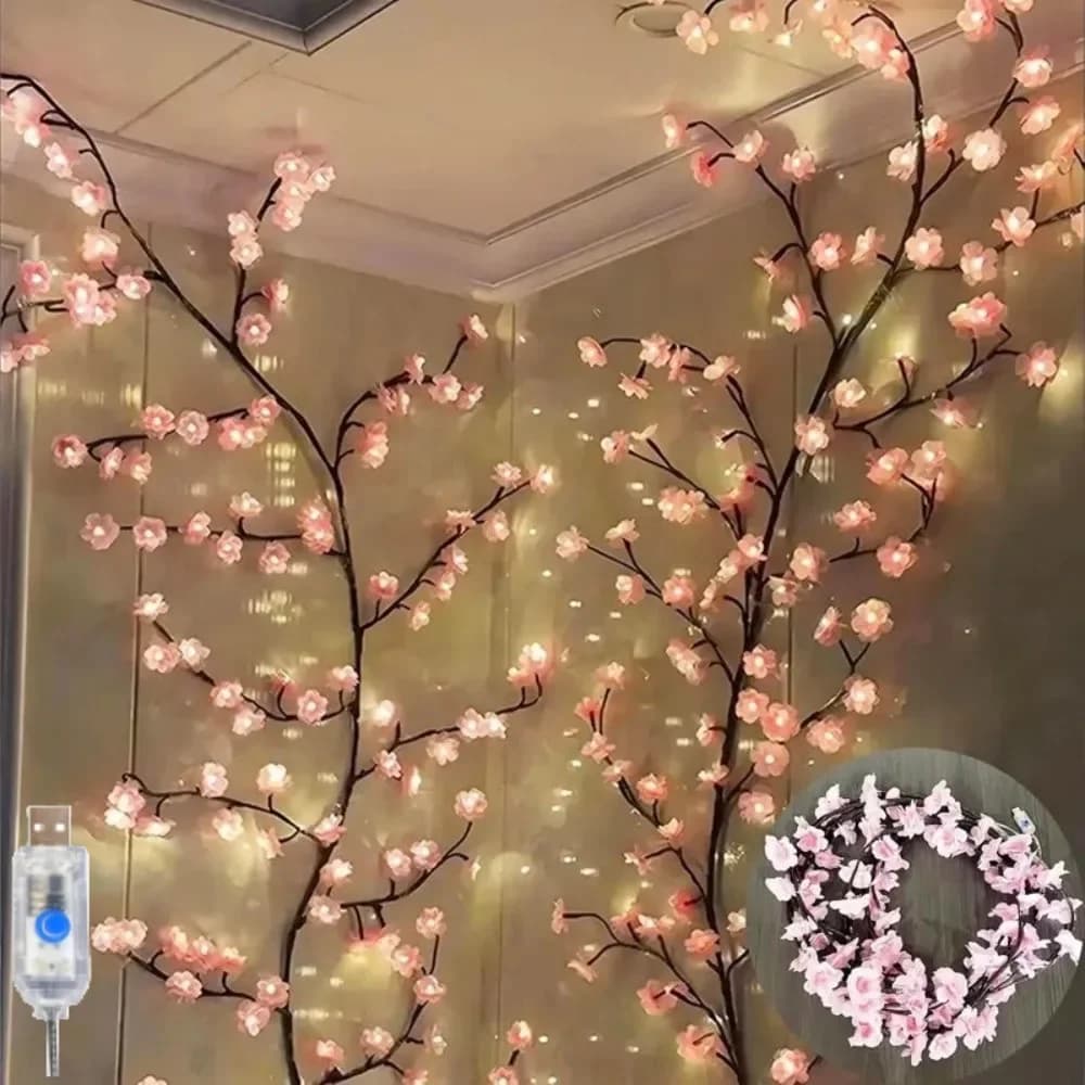 Lámpara de Pared Rosa de Flor de Cerezo con Control Remoto