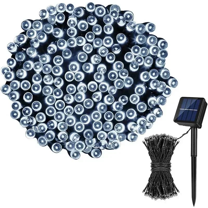 Guirnalda de luces solares impermeables blanco cálido para exteriores