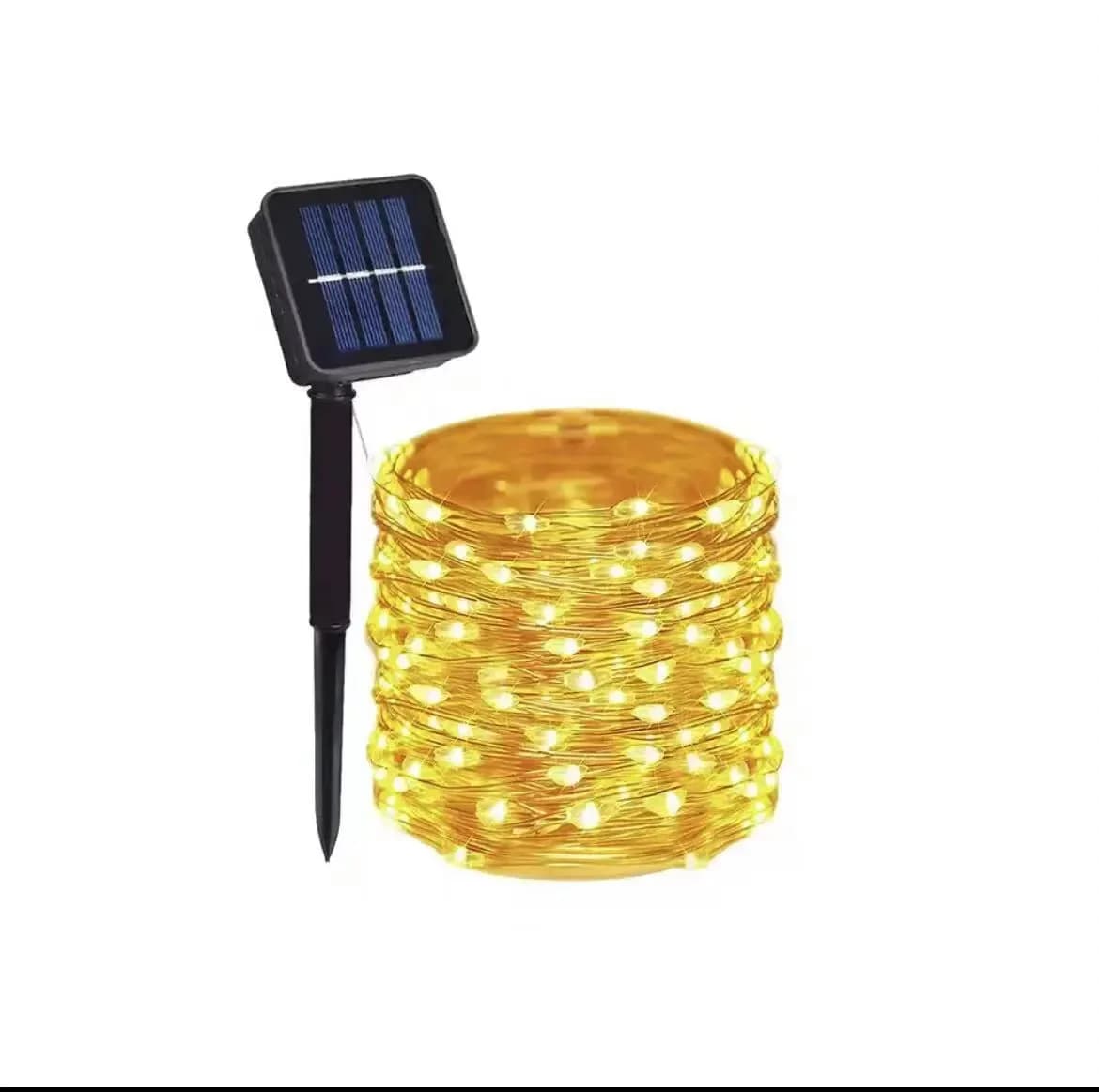 Luces LED de cadena blanco cálido alimentadas por energía solar, cable de cobre