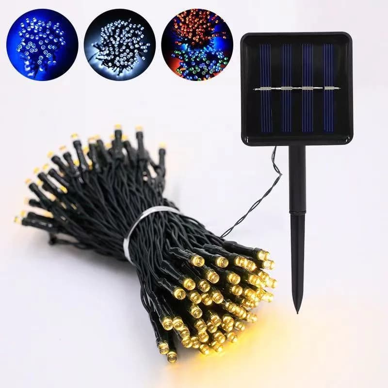 Guirnalda de luces solares impermeables con LED blanco cálido para exteriores