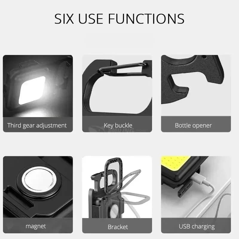Mini linterna de llavero recargable LED COB, magnética