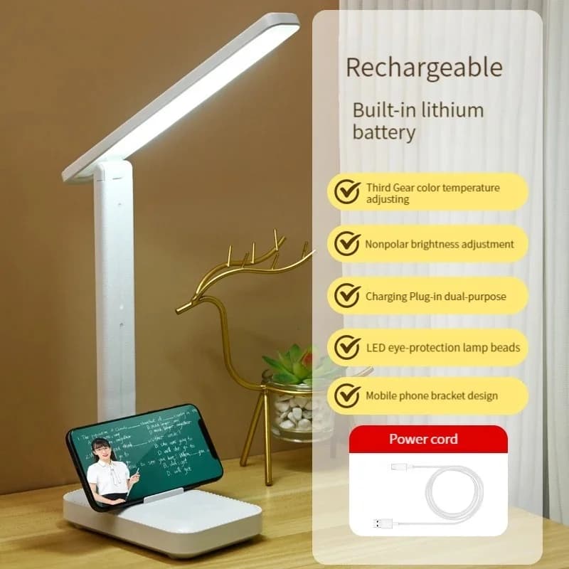 Lámpara de Escritorio LED Plegable Regulable con 3 Modos de Color