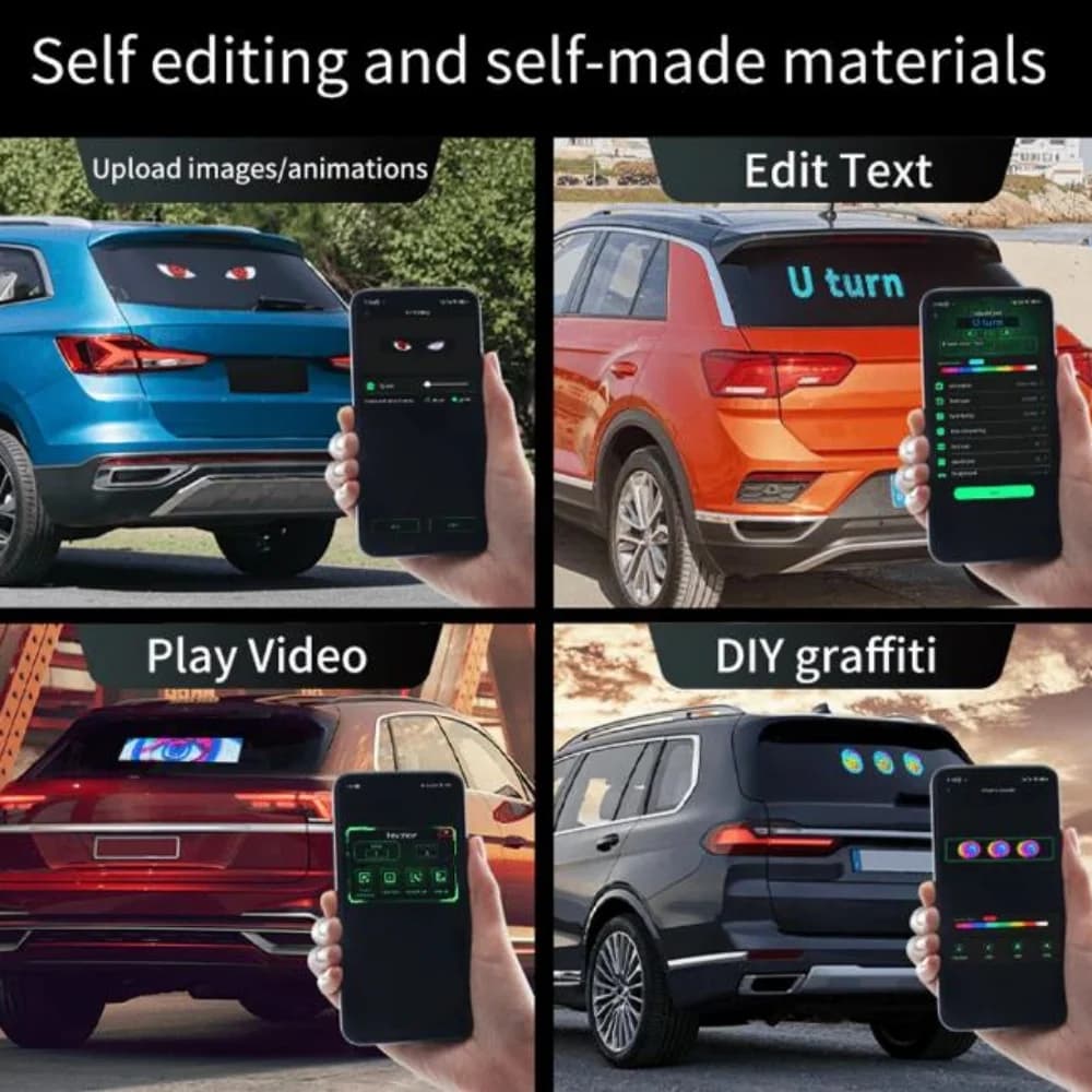 Panel de visualización LED flexible para parabrisas de coche (2 uds.)