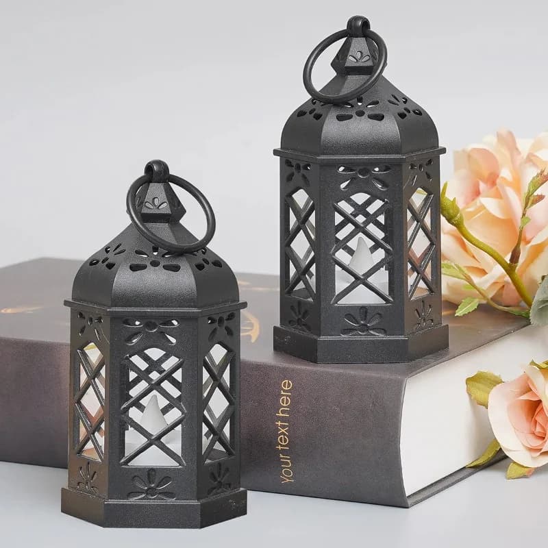 Farol de vela LED sin llama hexagonal vintage