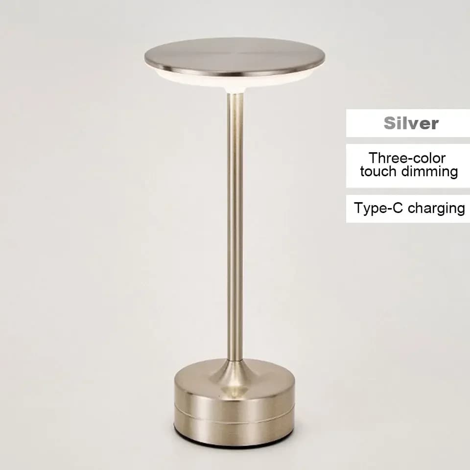 Lámpara de Mesa LED de Cristal Inalámbrica, Regulable 3 Colores