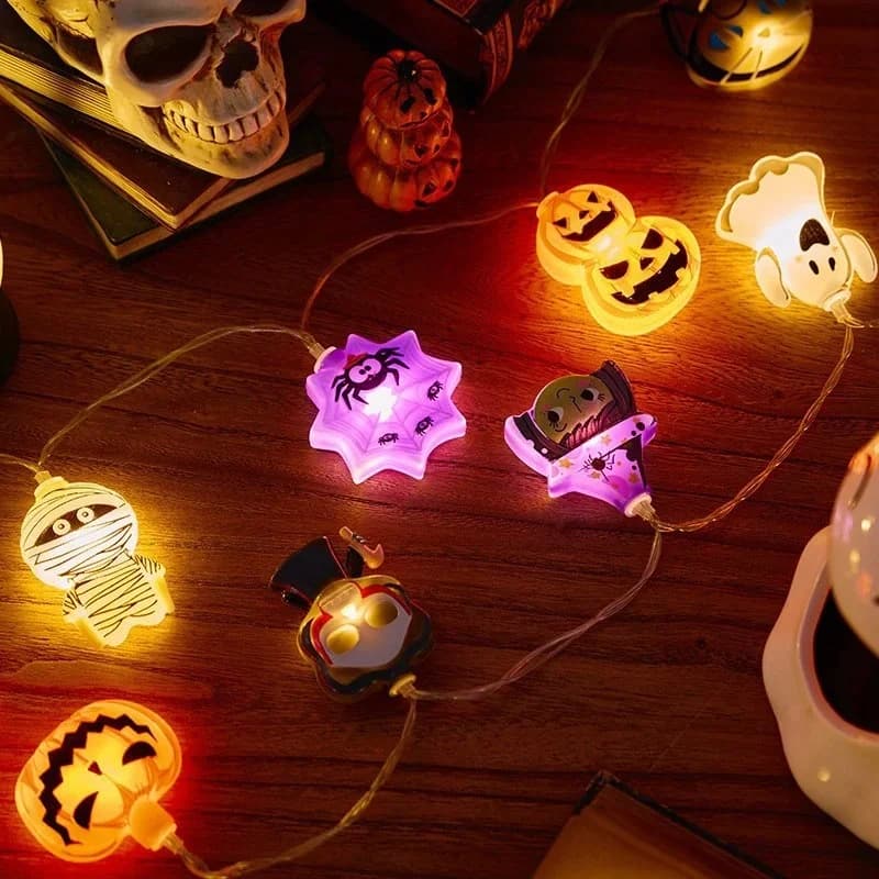 Luces de cadena LED de Halloween con figuras de calabaza y fantasma
