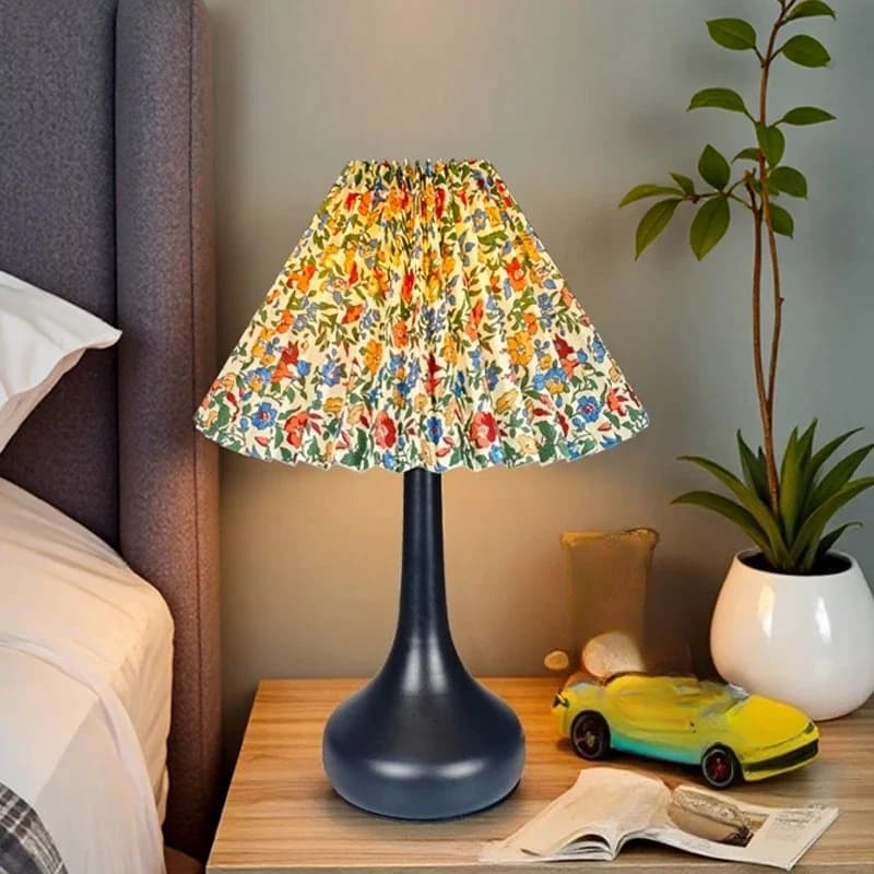 Lámpara de Mesa USB con Pantalla Plisada, Regulable 3 Colores