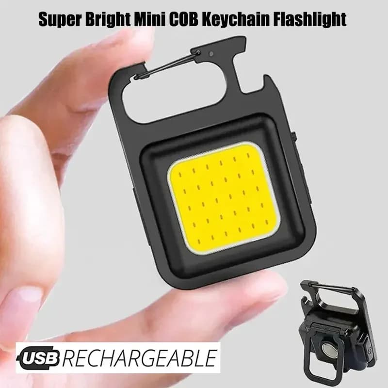 Linterna recargable mini COB LED con abrebotellas