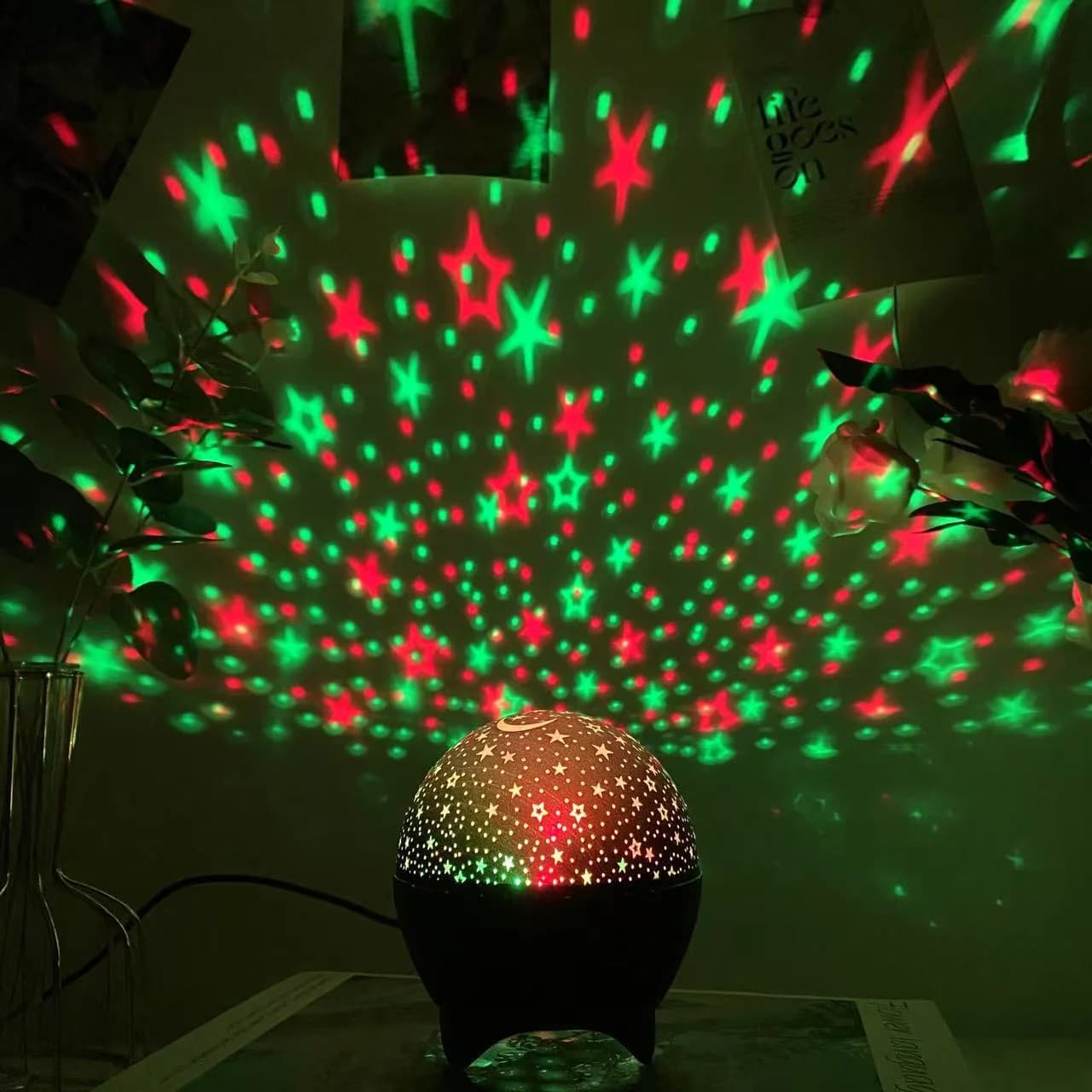 Proyector de Luna y Estrellas Mini USB, Luz Nocturna, 7 Colores