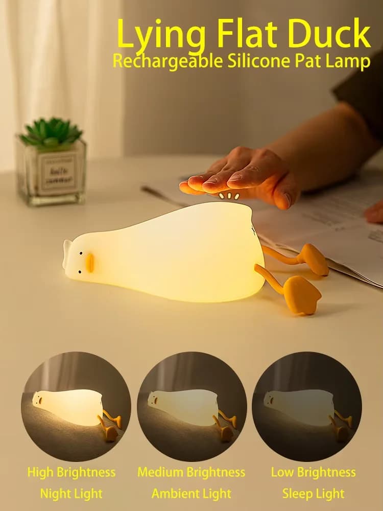 Luz Nocturna Recargable de Silicona con Forma de Pato