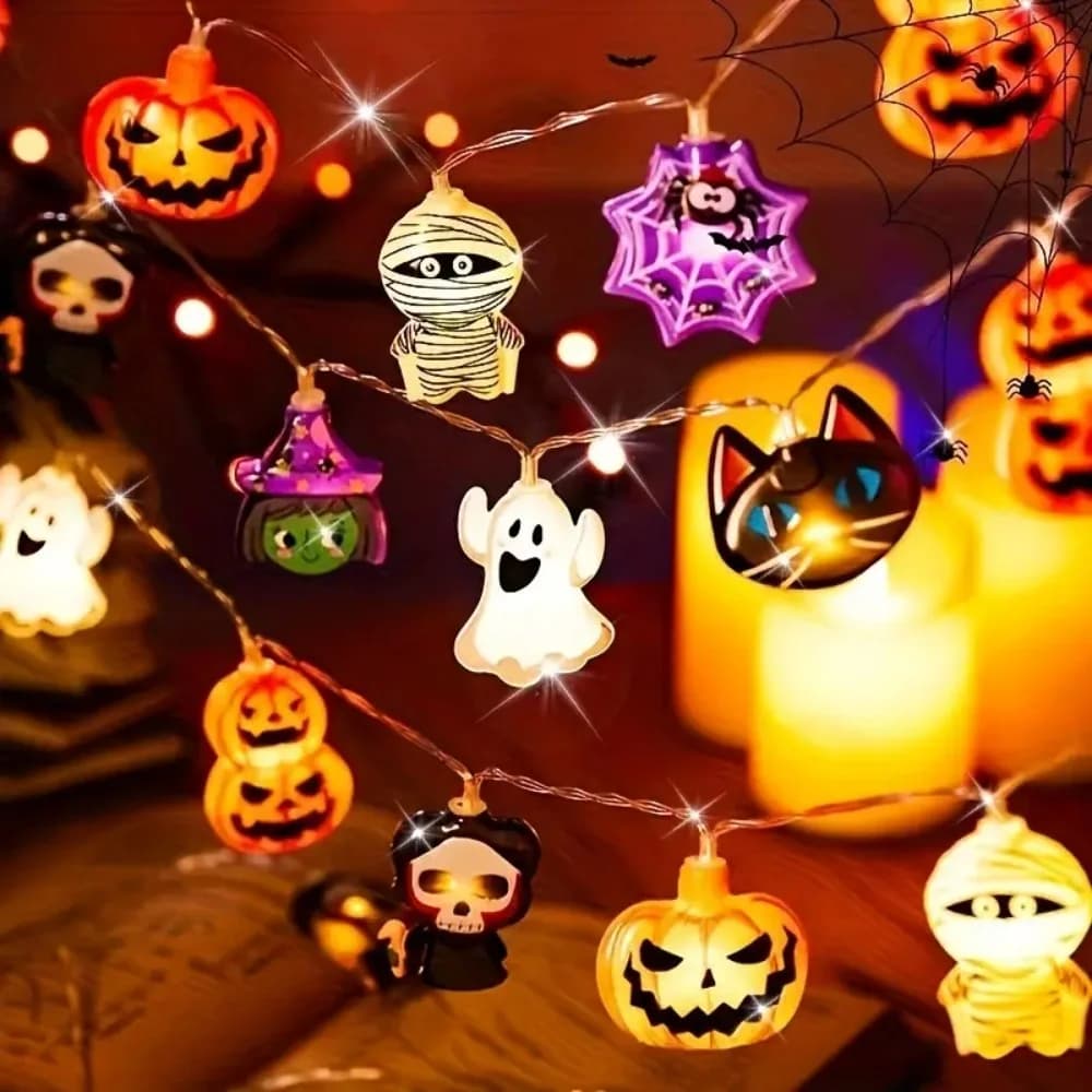 Guirnalda de luces con forma de Halloween a pilas
